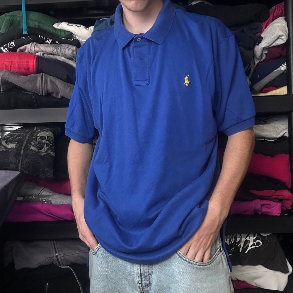 Vintage Polo Ralph Lauren Shirt XXL Royal Blue Yellow Pony Y2K Skater Streetwear